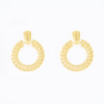 Gouden oorbellen met cirkel en ribbelrand