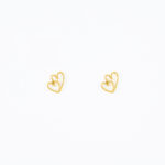 Gouden oorbellen met dubbele hartjes