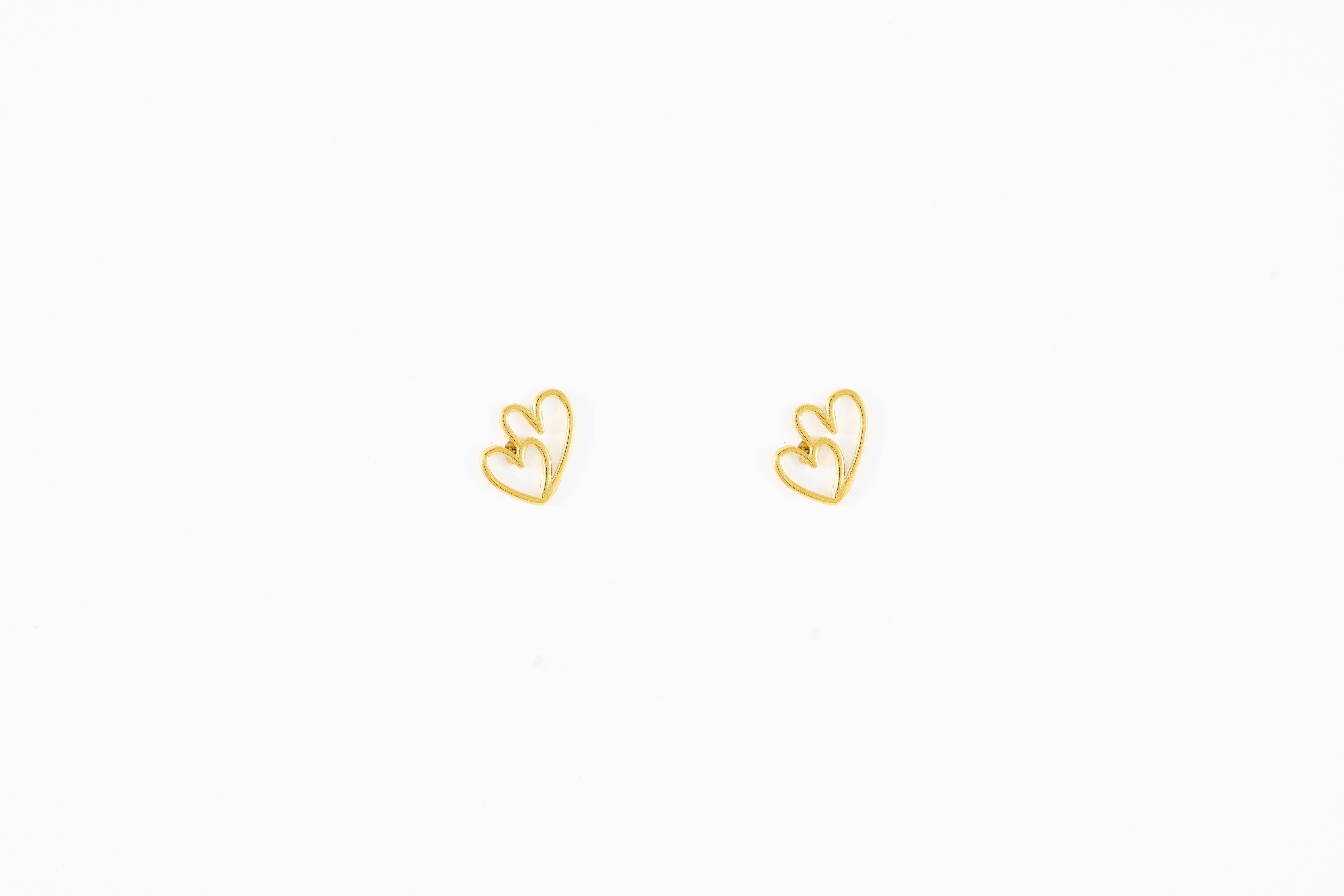 Gouden oorbellen met dubbele hartjes