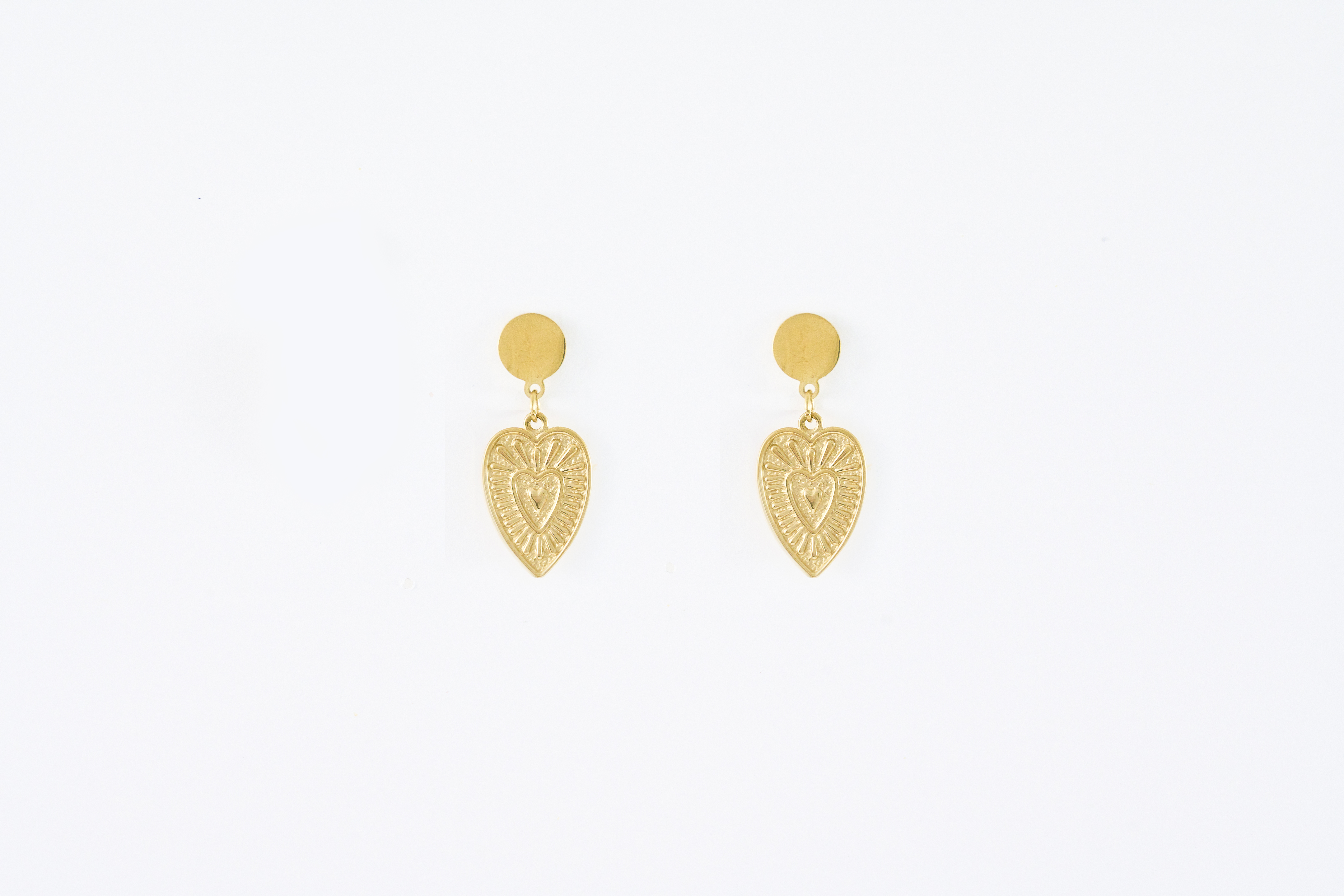 Gouden oorbellen met dubbele hartjes