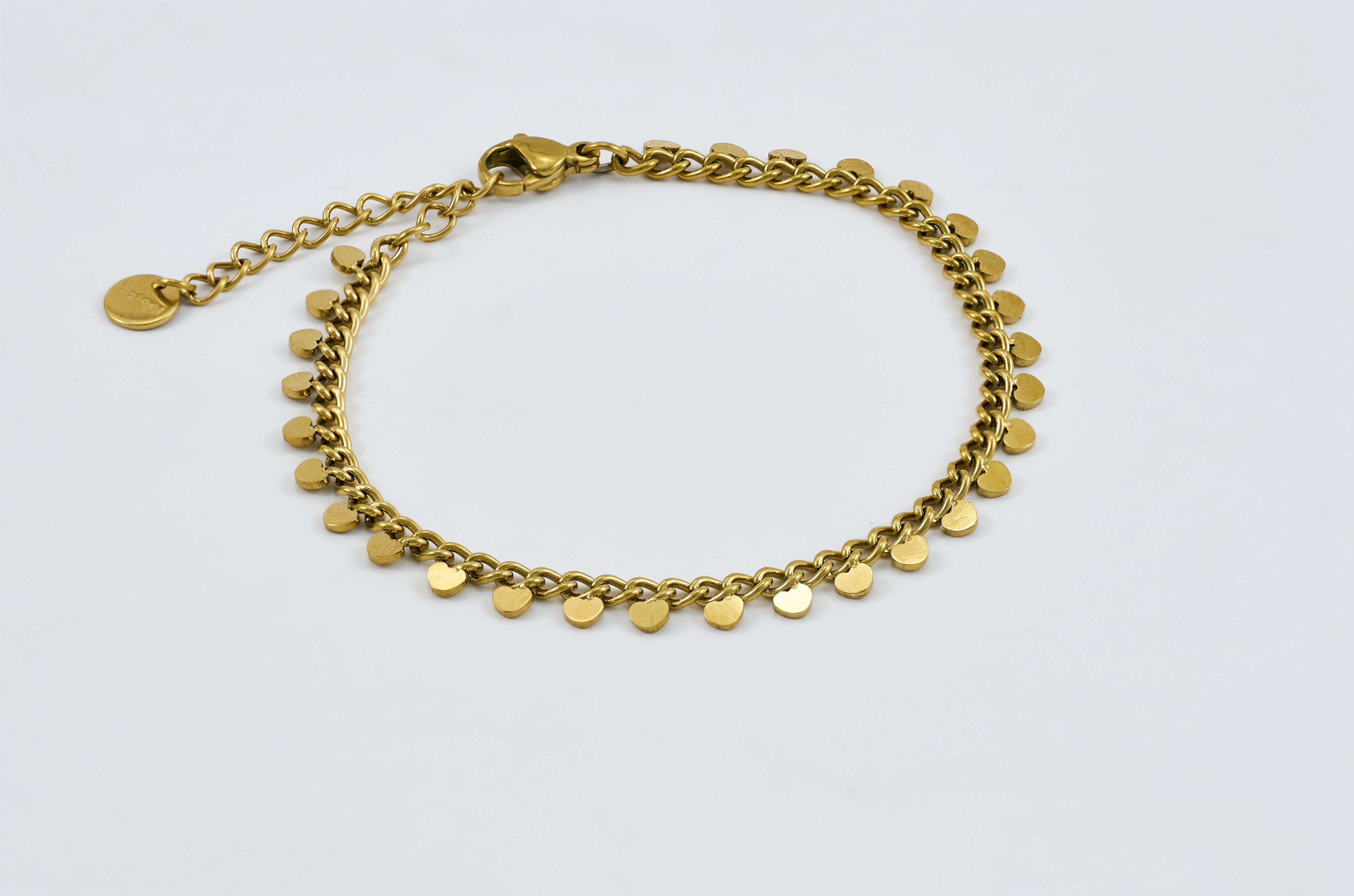 Gouden schakelarmband met dubbele rij glanzende schakels