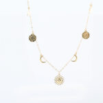 Ketting met gouden muntjes en zonhanger
