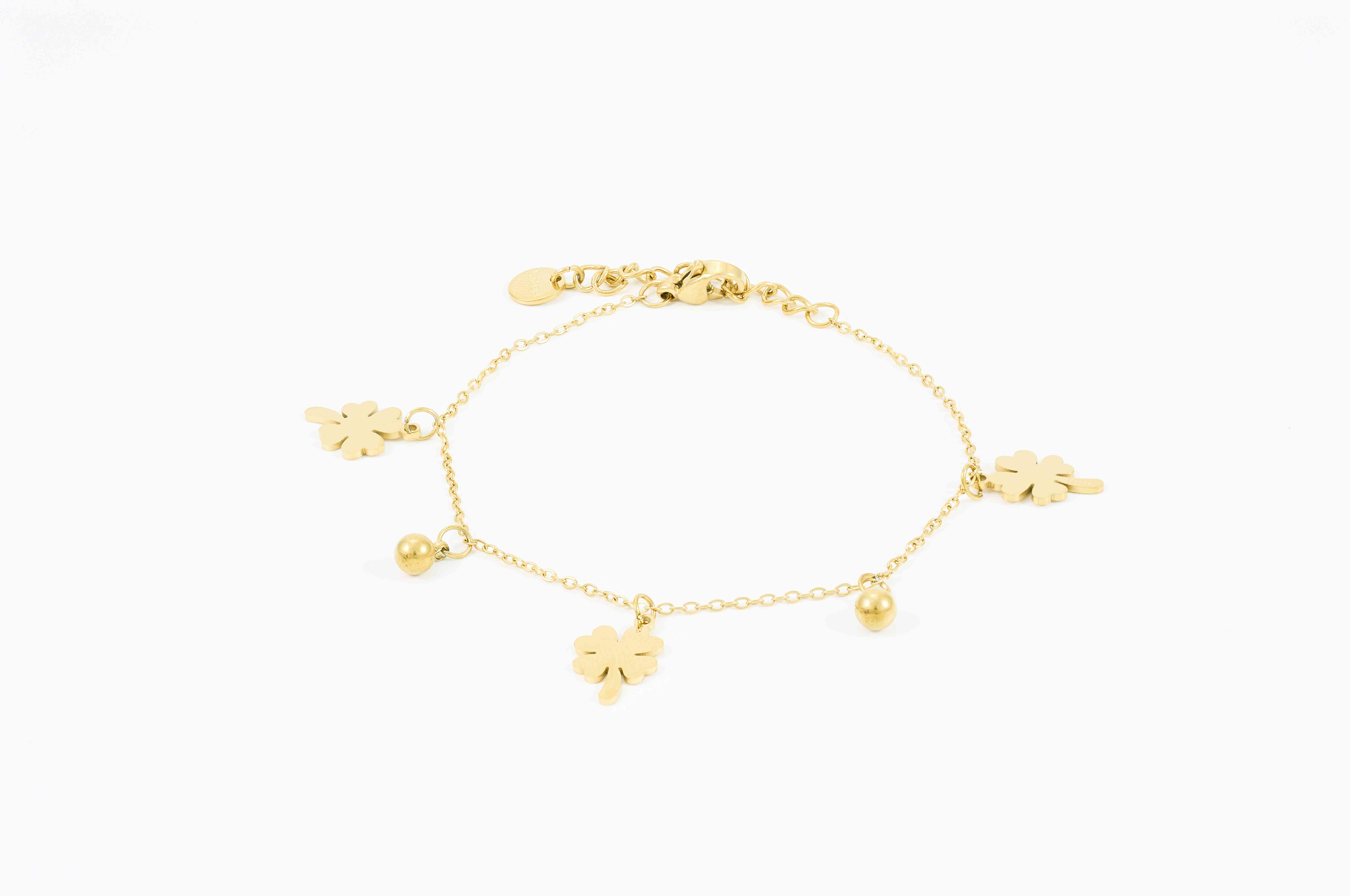 Bohemian gouden enkelband met blaadjes en bedels