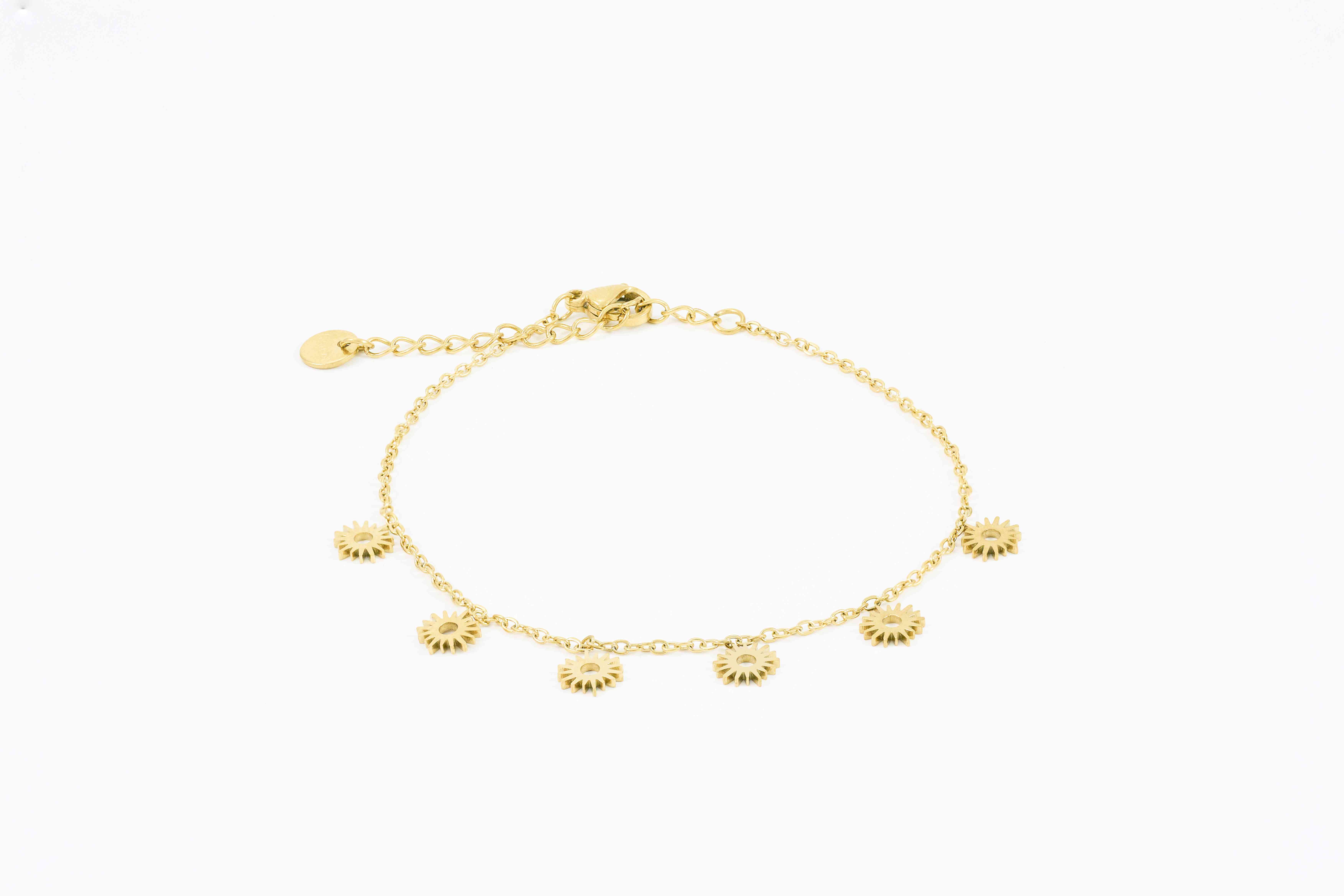Chique gouden enkelband met ronde bedels