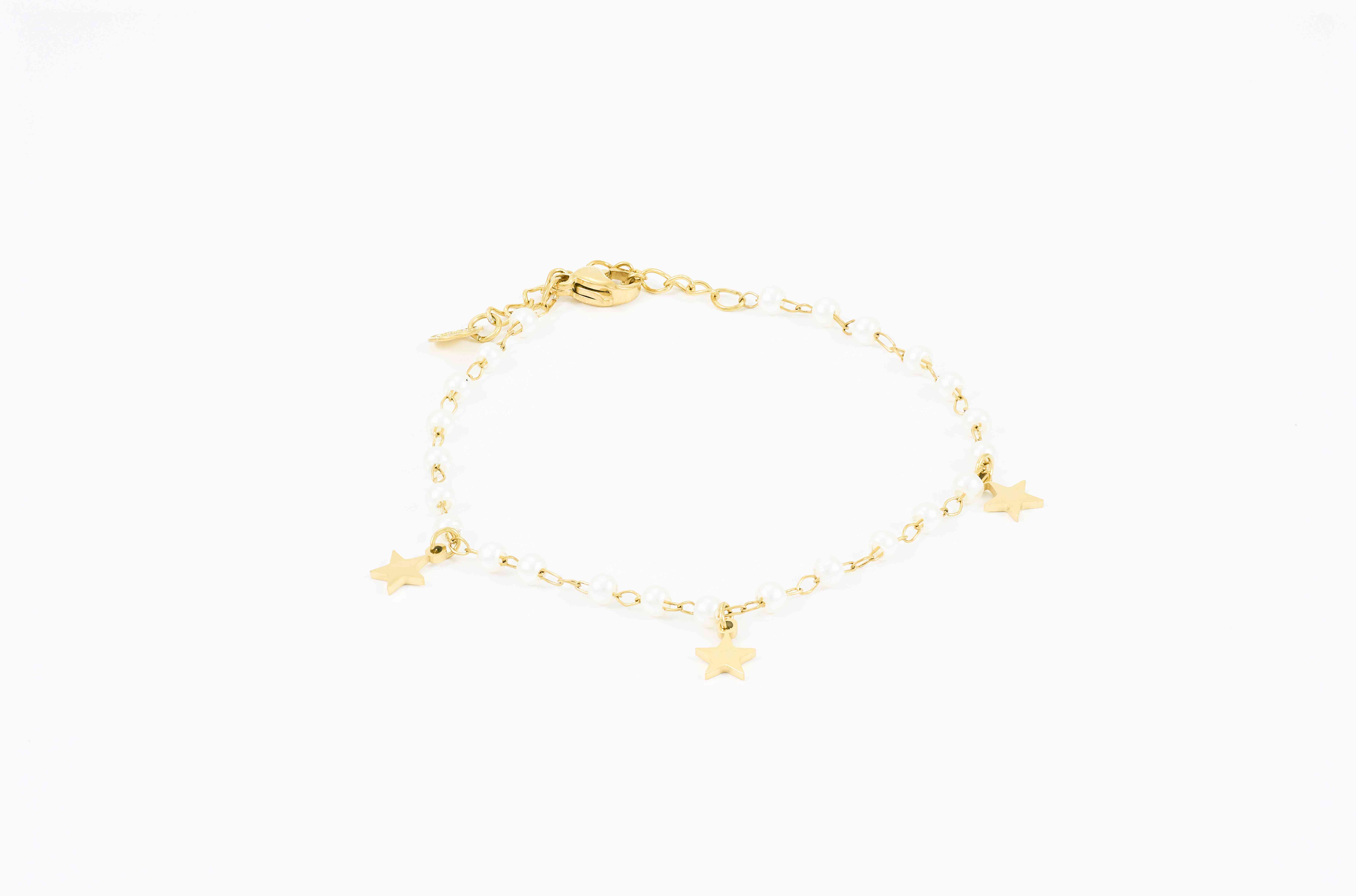 Fijne gouden enkelband met subtiele bedels