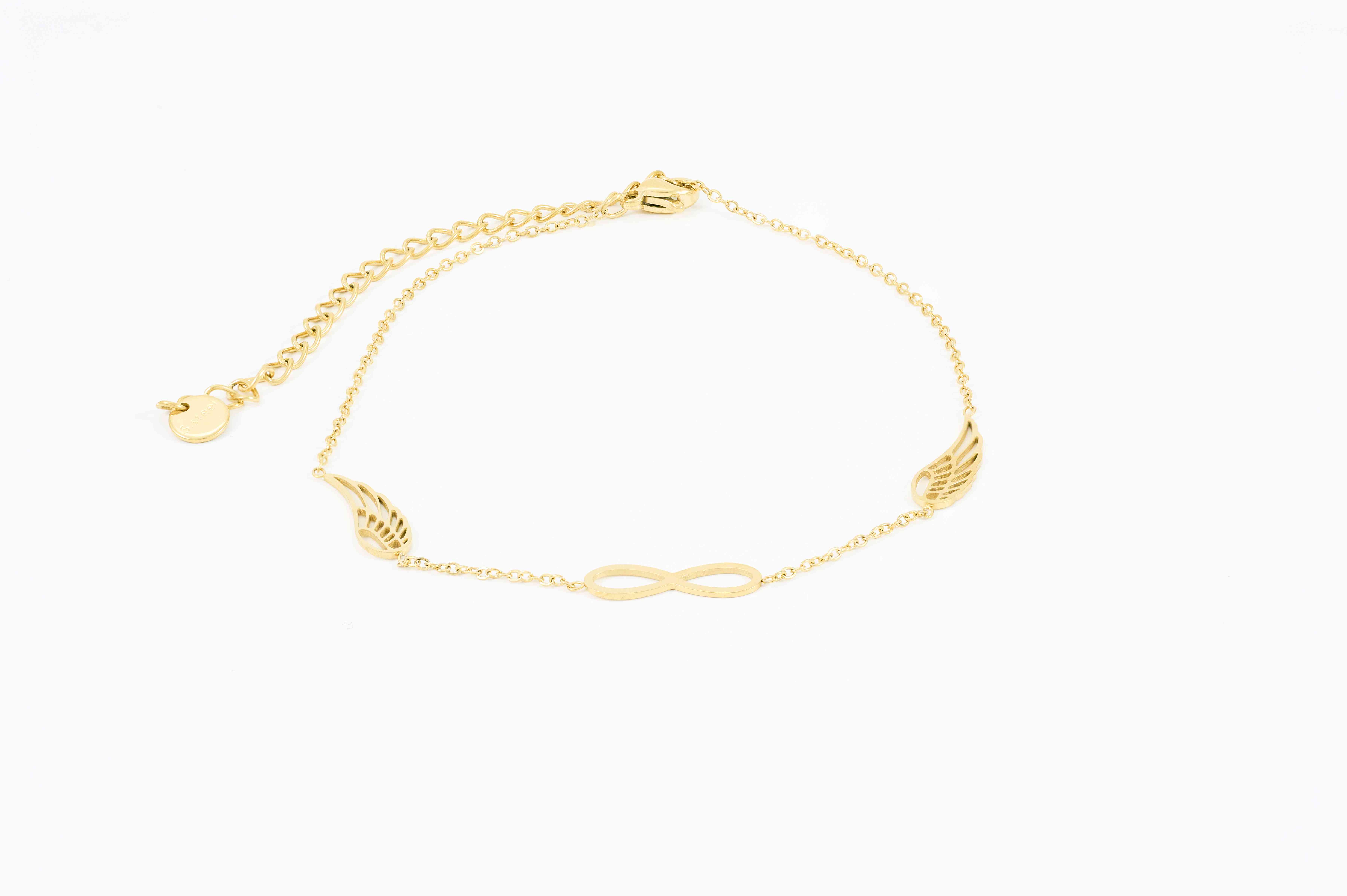 Fijne gouden enkelband met subtiele details