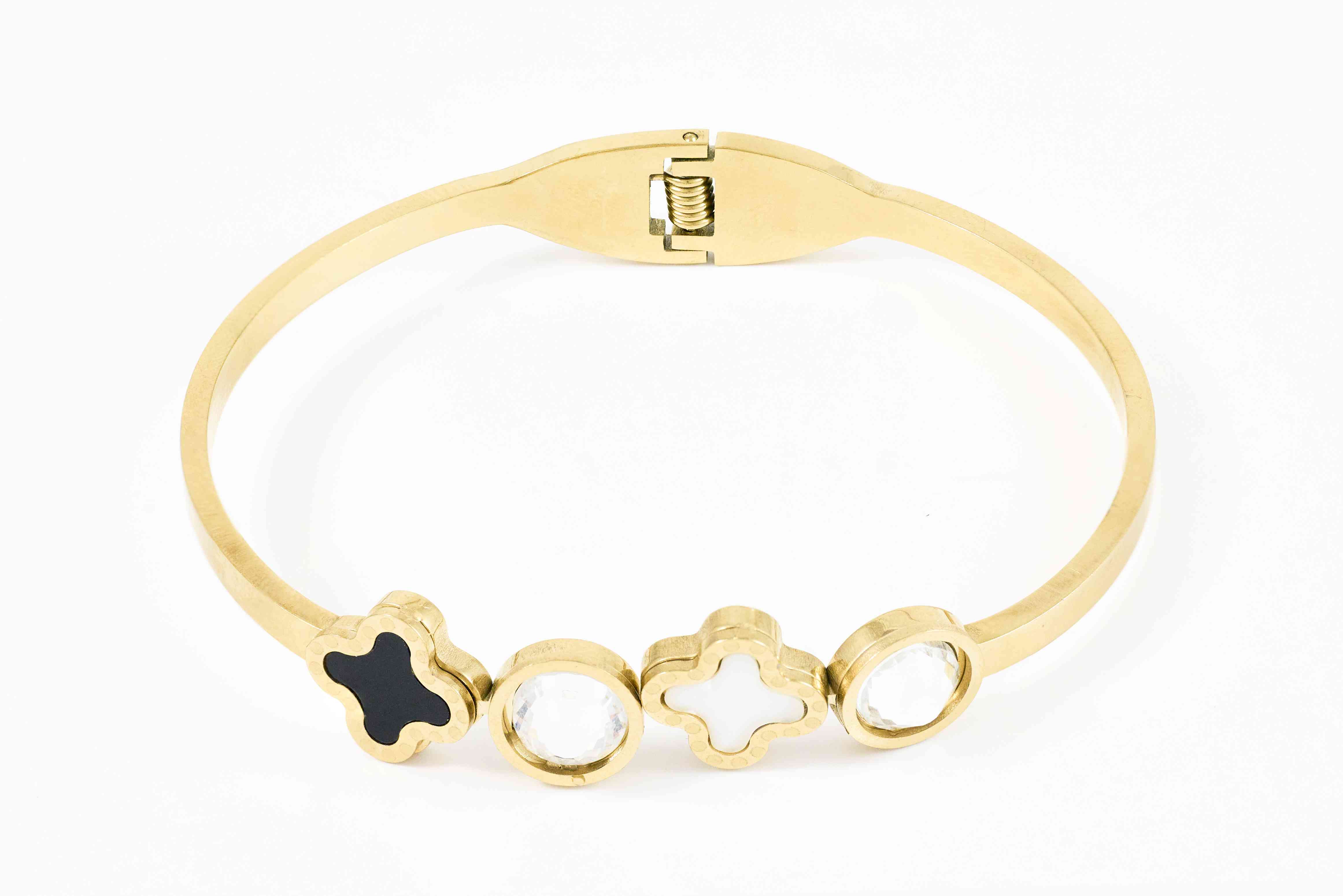 Gouden armband met cirkel- en sterbedels
