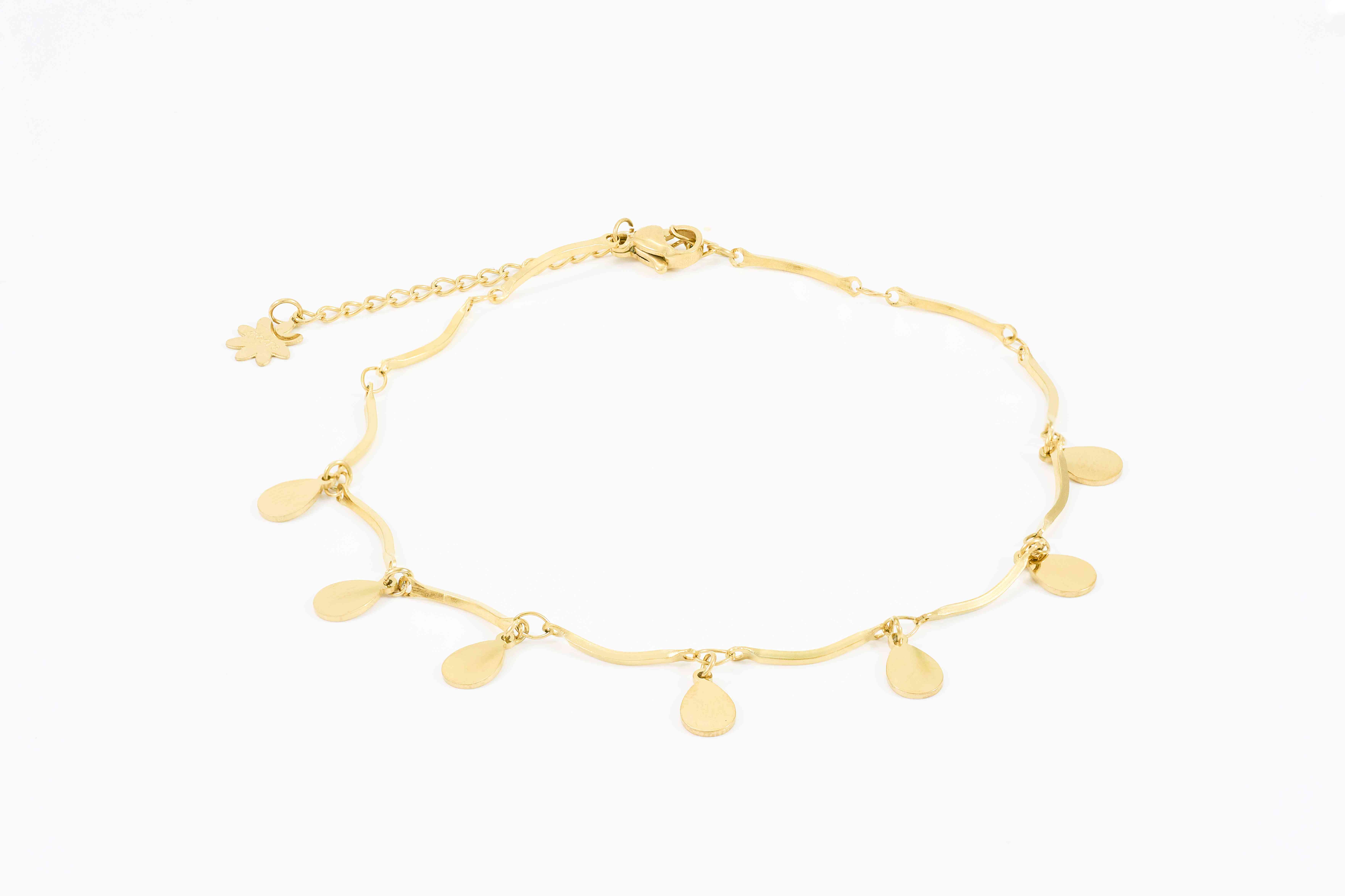 Gouden enkelband met kleine gouden druppels