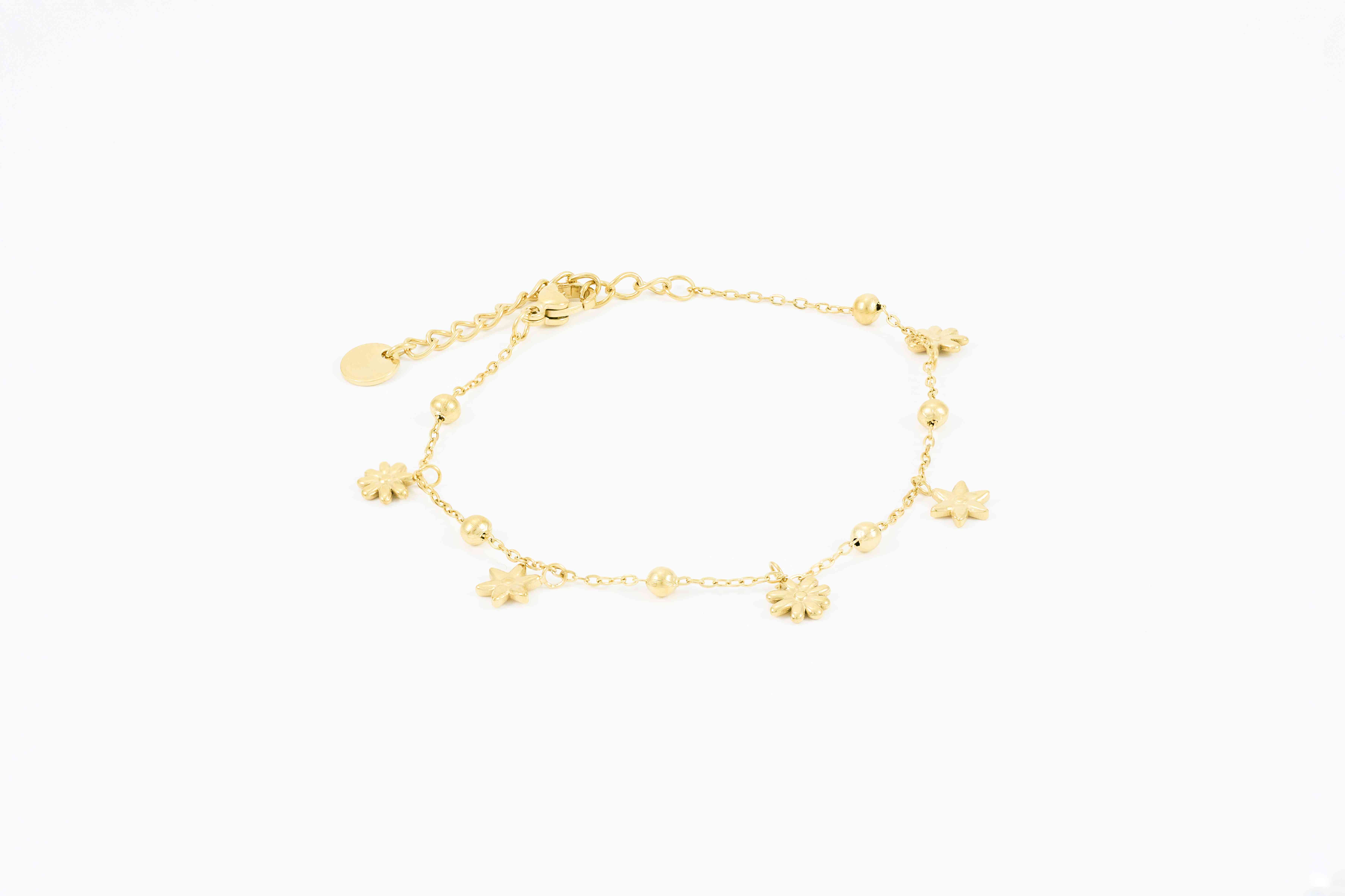 Gouden enkelband met munt bedels