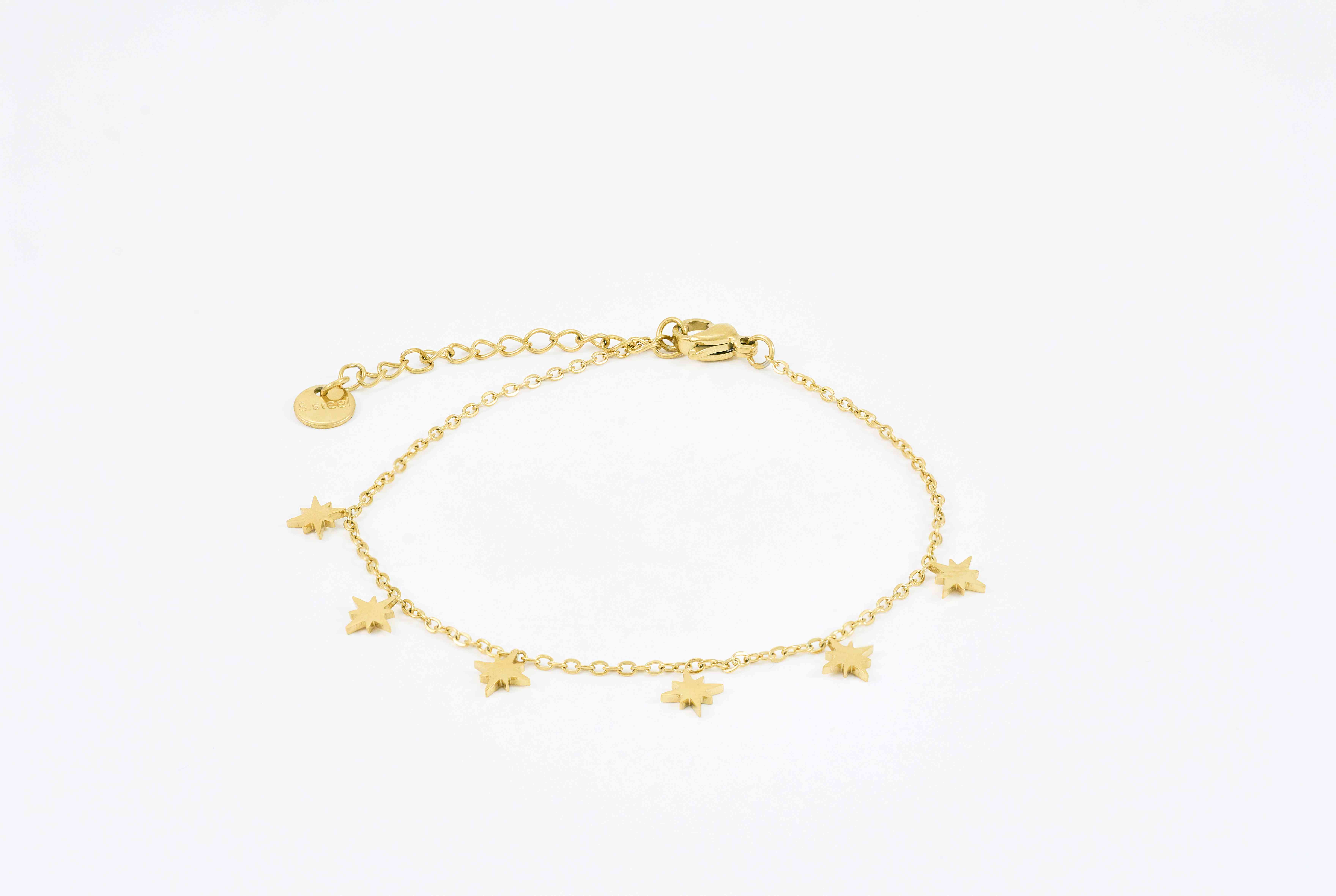 Gouden enkelband met ster bedels
