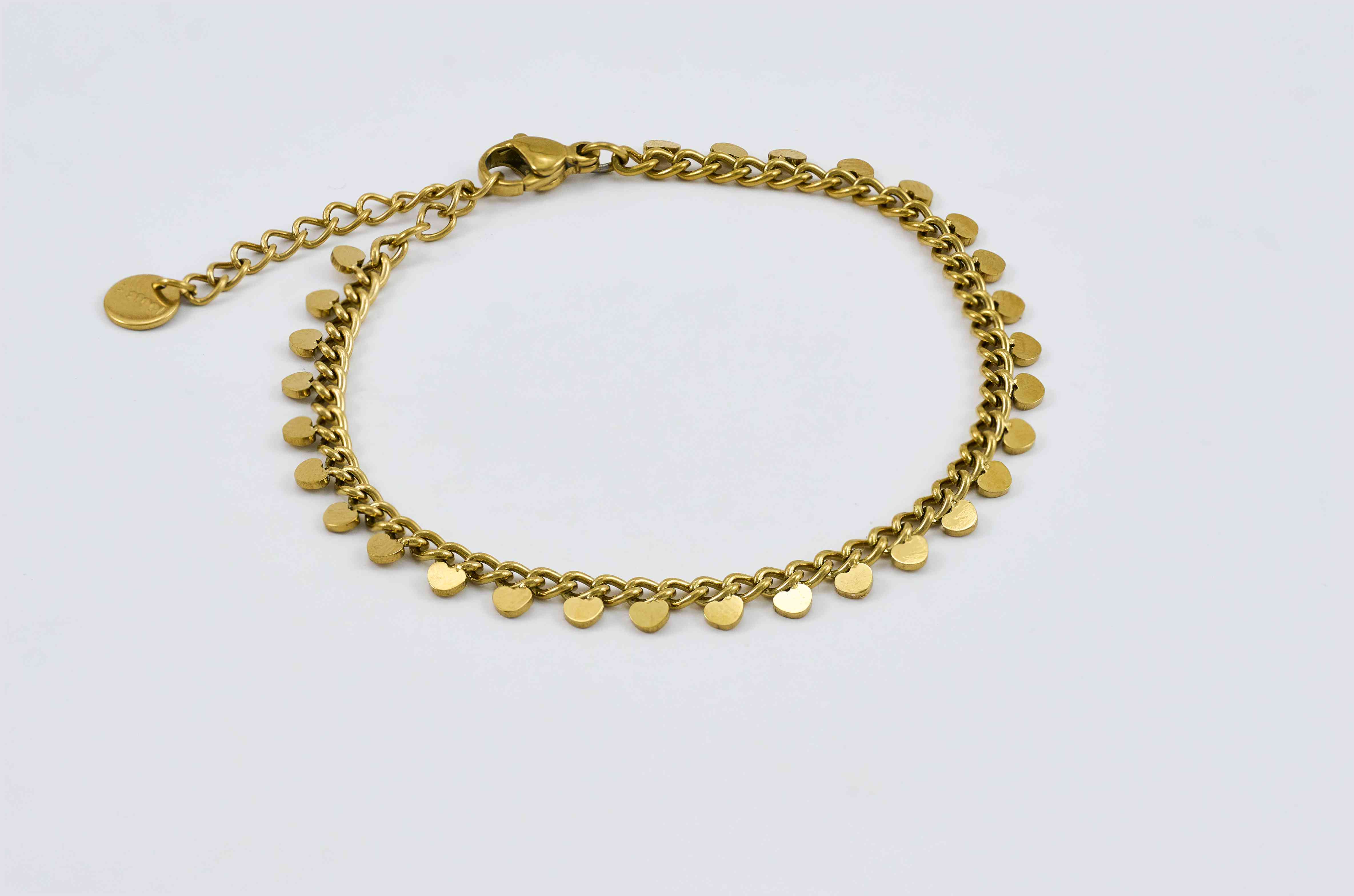 Gouden schakelarmband met dubbele rij glanzende schakels