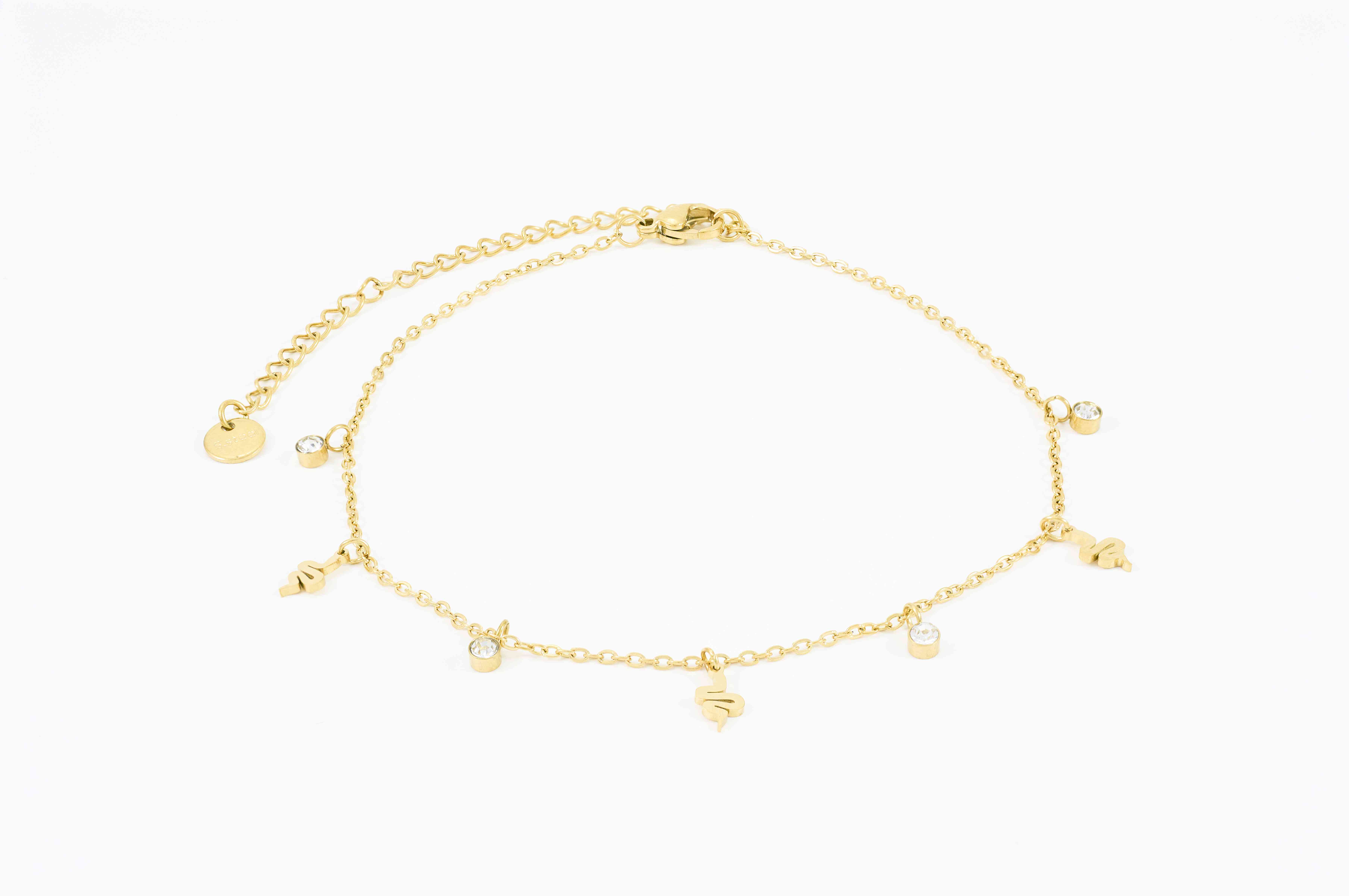 Minimalistische gouden enkelband met bedels