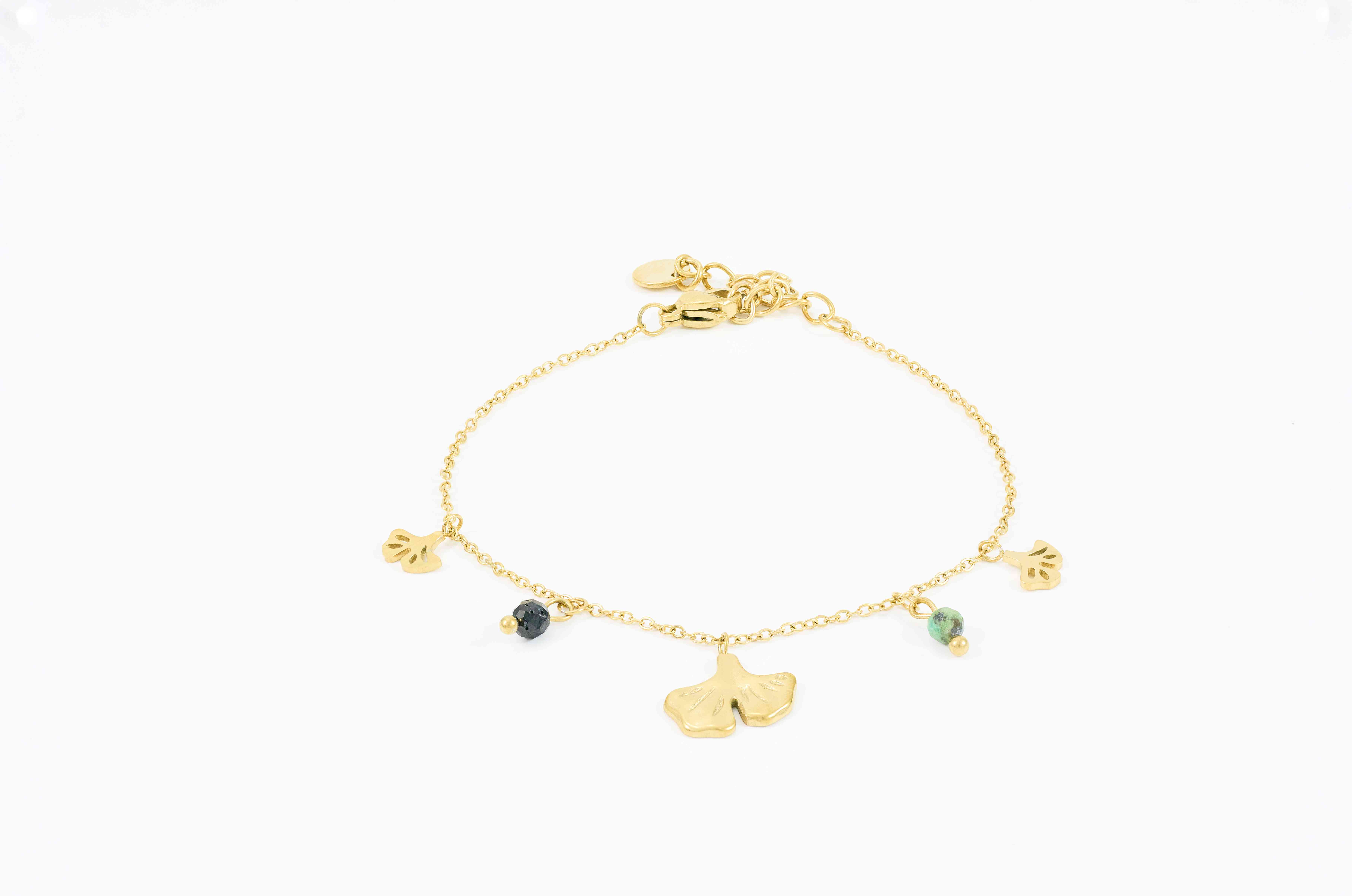 Trendy gouden enkelband met munt en kraaltjes